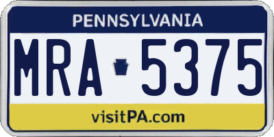 PA license plate MRA5375
