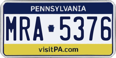 PA license plate MRA5376