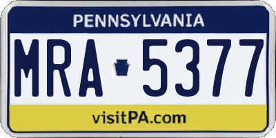 PA license plate MRA5377