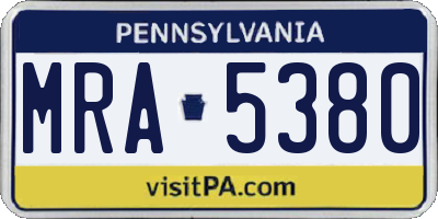 PA license plate MRA5380
