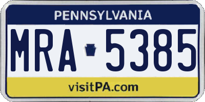 PA license plate MRA5385