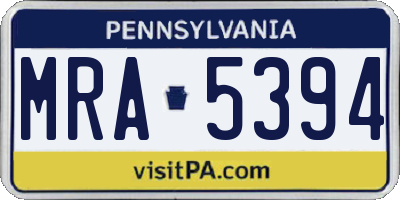PA license plate MRA5394