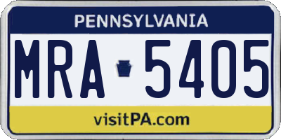 PA license plate MRA5405