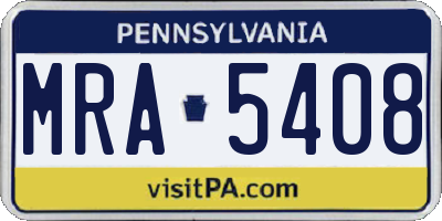 PA license plate MRA5408