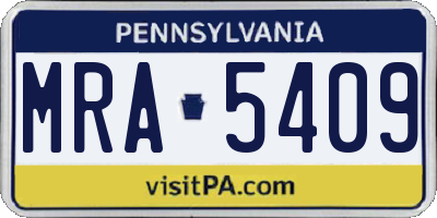 PA license plate MRA5409