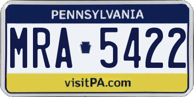 PA license plate MRA5422