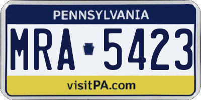 PA license plate MRA5423