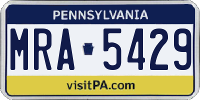 PA license plate MRA5429