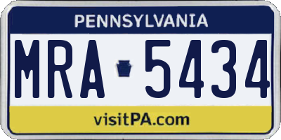 PA license plate MRA5434