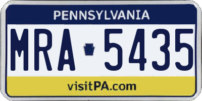 PA license plate MRA5435
