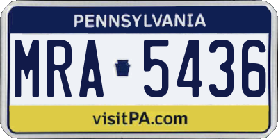 PA license plate MRA5436