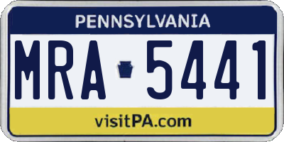 PA license plate MRA5441