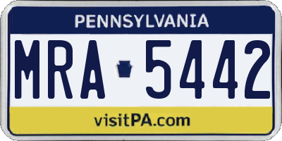 PA license plate MRA5442