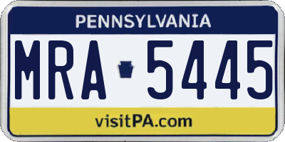 PA license plate MRA5445