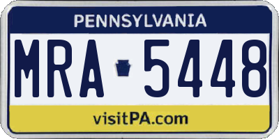 PA license plate MRA5448