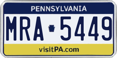 PA license plate MRA5449