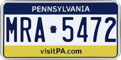 PA license plate MRA5472