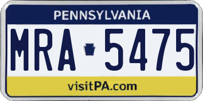 PA license plate MRA5475