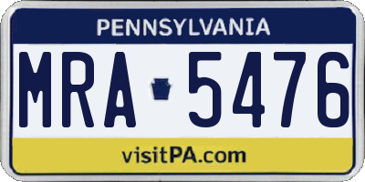 PA license plate MRA5476