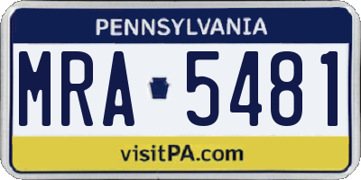 PA license plate MRA5481