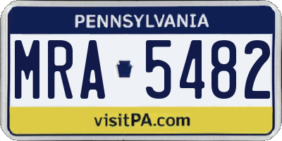 PA license plate MRA5482