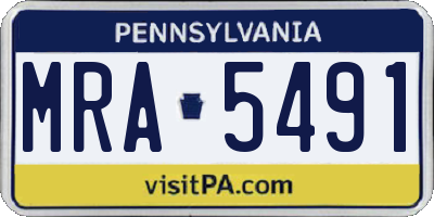 PA license plate MRA5491