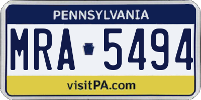 PA license plate MRA5494