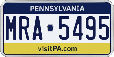 PA license plate MRA5495