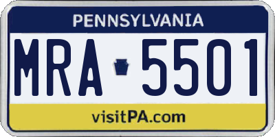 PA license plate MRA5501