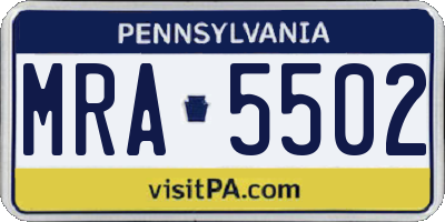 PA license plate MRA5502