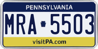 PA license plate MRA5503