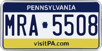 PA license plate MRA5508