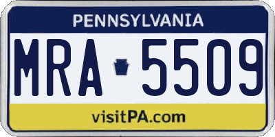 PA license plate MRA5509