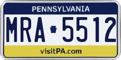 PA license plate MRA5512