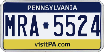 PA license plate MRA5524