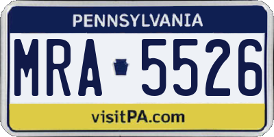 PA license plate MRA5526