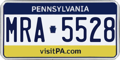 PA license plate MRA5528