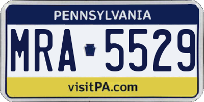 PA license plate MRA5529