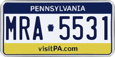 PA license plate MRA5531