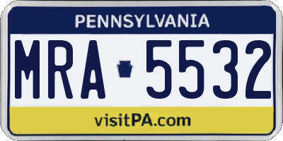 PA license plate MRA5532