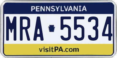 PA license plate MRA5534