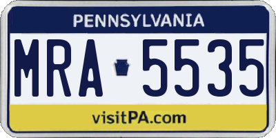 PA license plate MRA5535