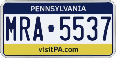 PA license plate MRA5537