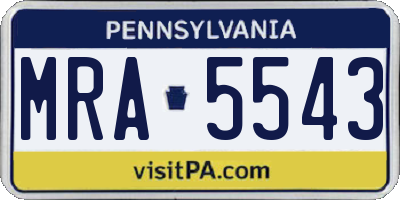 PA license plate MRA5543
