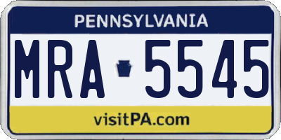 PA license plate MRA5545