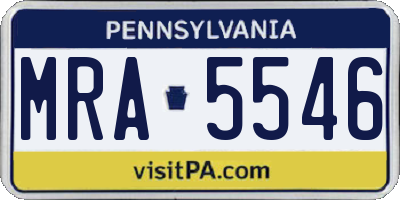 PA license plate MRA5546