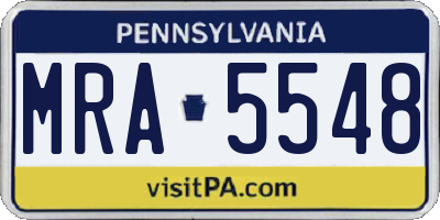 PA license plate MRA5548