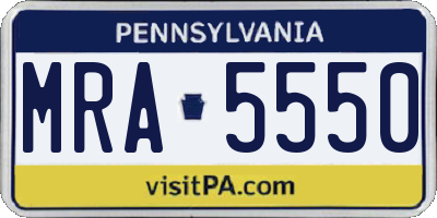PA license plate MRA5550