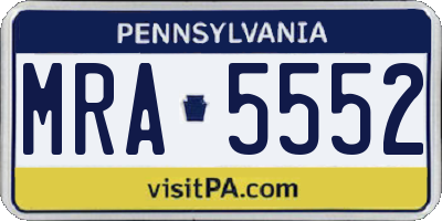PA license plate MRA5552