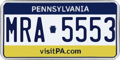 PA license plate MRA5553